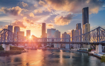 Картинка брисбен+ австралия города -+мосты город восход закат
