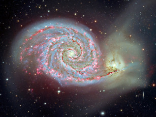 Картинка m51 космос галактики туманности