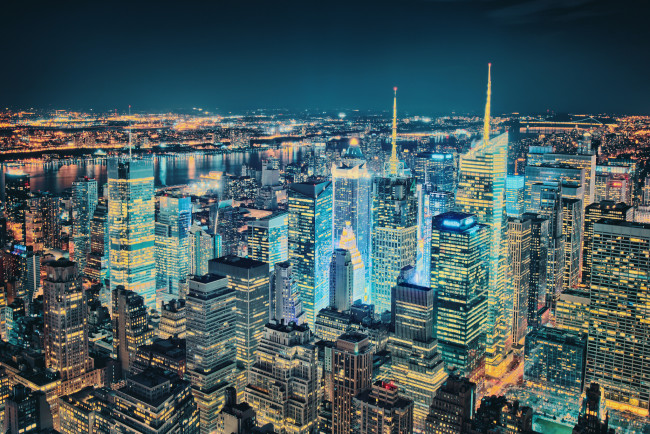 Обои картинки фото new, york, city, города, нью, йорк, сша, здания, nyc, небоскрёбы, ночной, город