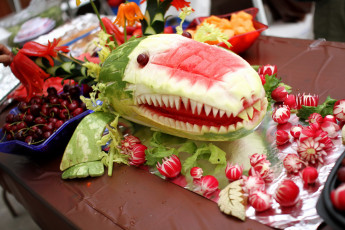 Картинка еда фрукты+и+овощи+вместе дизайн арбуз редис черешня
