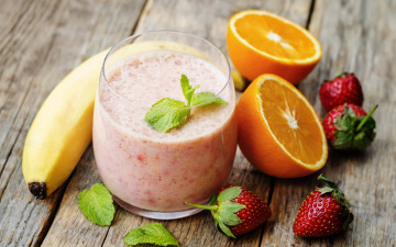 Картинка еда напитки +коктейль fresh berries smoothie fruit клубника банан ягоды фрукты коктейль смузи апельсин