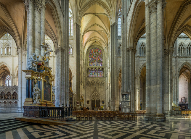 Обои картинки фото amiens cathedral,  france, интерьер, убранство,  роспись храма, храм, католицизм