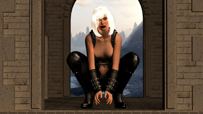 Обои картинки фото видео игры, dark heresy, окно, горы, блондинка, фон, взгляд, девушка