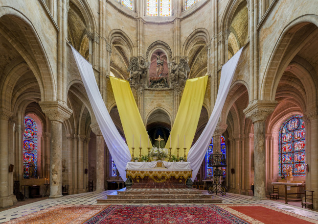 Обои картинки фото senlis cathedral sanctuary,  france, интерьер, убранство,  роспись храма, храм, католицизм