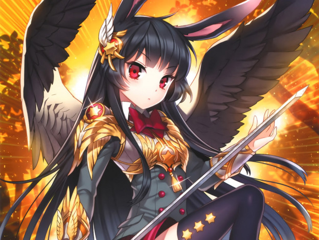 Обои картинки фото аниме, kaku-san-sei million arthur, ангел, девочка, меч