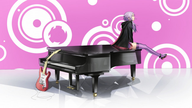 Обои картинки фото аниме, vocaloid, пианино, девочка