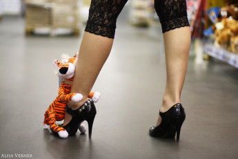 Картинка девушки -unsort+ женские+прелести ноги игрушка тигренок каблуки