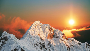 Картинка природа восходы закаты снег горы