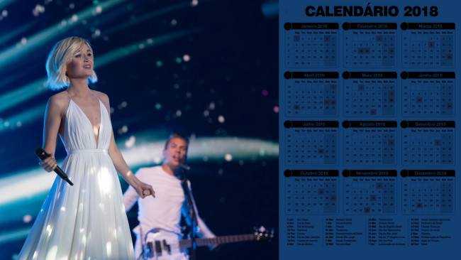 Обои картинки фото календари, знаменитости, концерт, выступление, девушка, гитара, парень, певица