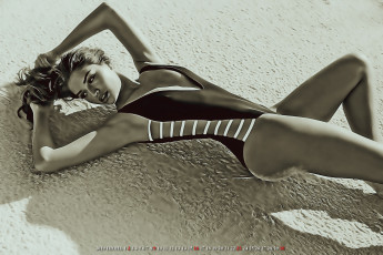 Картинка календари компьютерный+дизайн песок купальник девушка загар