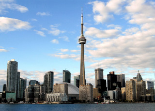 Картинка торонто канада города телебашня вода здания