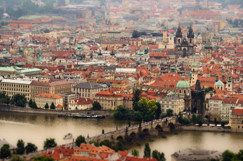 Картинка города прага Чехия панорама река мост prague czech republic vltava river charles bridge влтава карлов здания