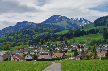 Картинка gruyere switzerland города панорамы дома горы