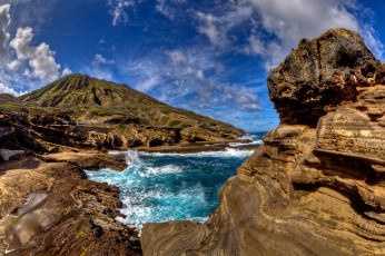 Картинка природа побережье скалы бухта океан