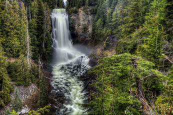 Картинка природа водопады обрыв водопад лес