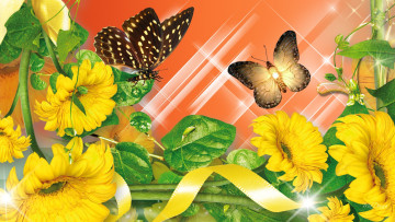 Картинка разное компьютерный+дизайн цветы бабочки