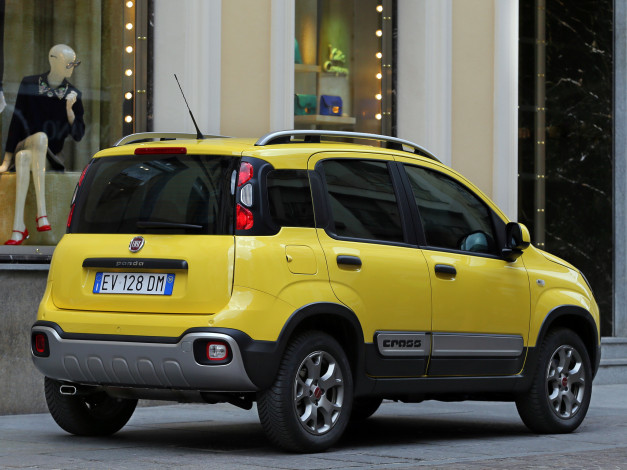 Обои картинки фото автомобили, fiat, panda, 2014г, 319, cross, желтый