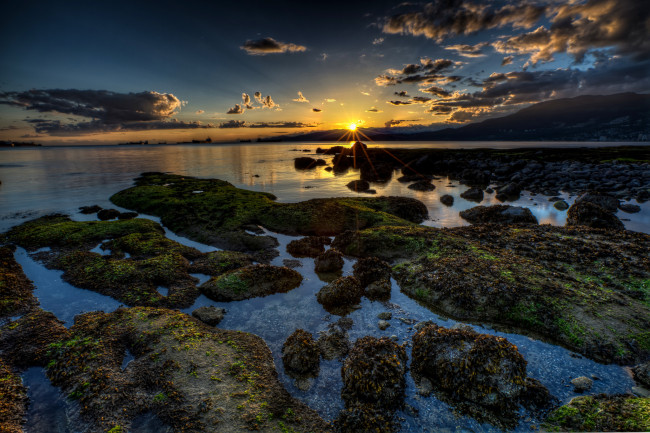 Обои картинки фото природа, восходы, закаты, солнце, горизонт, отлив, океан