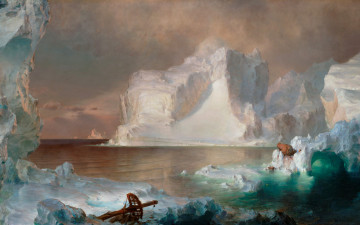 Картинка рисованное живопись небо лед крушение frederic edwin church айсберг облака
