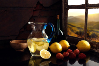 Картинка еда цитрусы кувшин лимоны напиток