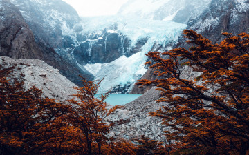 Картинка природа пейзажи горы снег деревья озеро