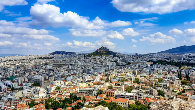 Обои картинки фото города, афины , греция, панорама, холм