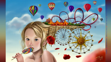 Картинка календари рисованные +векторная+графика девочка леденец конфета 2019 шар шатер calendar