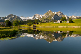 Картинка природа реки озера швейцария горы switzerland пейзаж озеро отражение