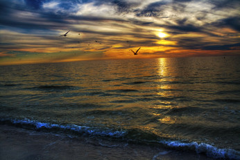 обоя sunset, природа, восходы, закаты, тучи, океан, закат