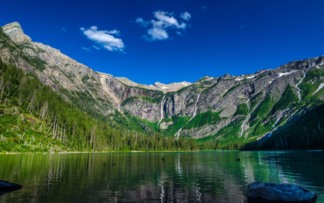 Обои картинки фото glacier, national, park, природа, реки, озера, горы, озеро, avalanche, lake
