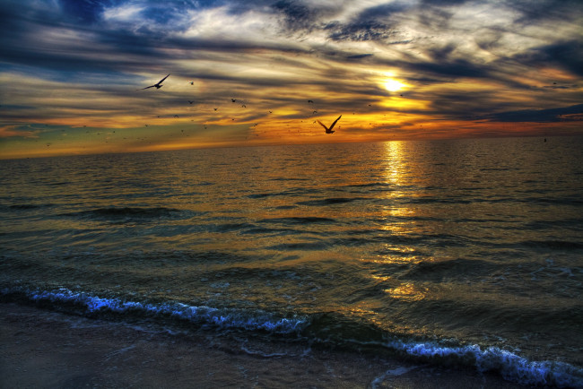 Обои картинки фото sunset, природа, восходы, закаты, тучи, океан, закат