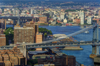 Картинка new york city города нью йорк сша ист-ривер east river williamsburg bridge manhattan манхэттенский мост вильямсбургский