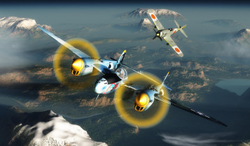Картинка авиация 3д рисованые graphic самолеты горы