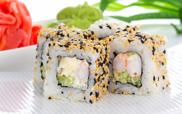 обоя еда, рыба,  морепродукты,  суши,  роллы, японская, кухня, суши, кунжут, рис, морепродукты, seafood, sushi