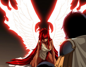 Картинка аниме fairy+tail dress girl manga red redhead man pretty by animefanno1 strong eyes wings anime oppai fairy tail hair game