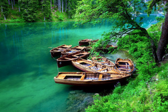 Картинка корабли лодки +шлюпки река деревья