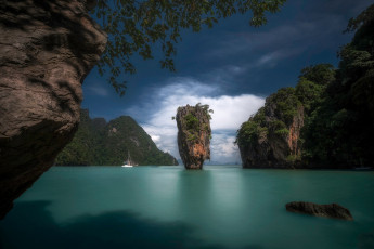 Картинка природа моря океаны тропики курорт остров таиланд лодка острова