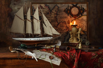Картинка разное сувениры труба сургуч still life андрей морозов andrey morozov перо карта модель корабль свеча