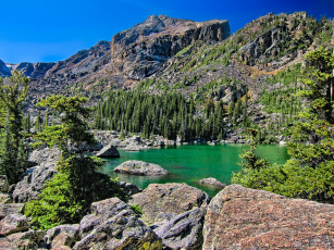 Картинка природа реки озера озеро горы пейзаж деревья камни