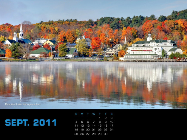 Обои картинки фото календари, города, осень, озеро, дома
