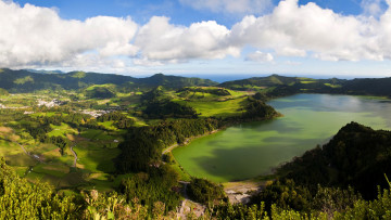 Картинка португалия azores san miguel природа пейзажи горы озеро