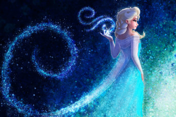 Картинка рисованные кино платье белые волосы взгляд снежинки арт мультфильм queen elsa frozen