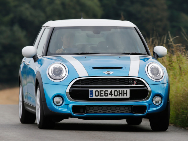Обои картинки фото автомобили, mini, синий, 2014, f56, uk-spec, 5-door, sd, cooper