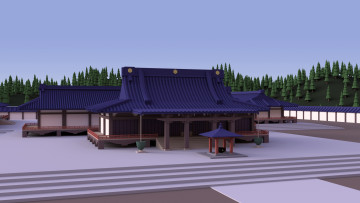Картинка 3д+графика архитектура+ architecture дом пагода