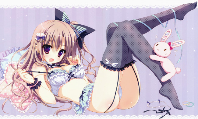 Обои картинки фото аниме, unknown,  другое, кролик, девушка, арт, ryohka