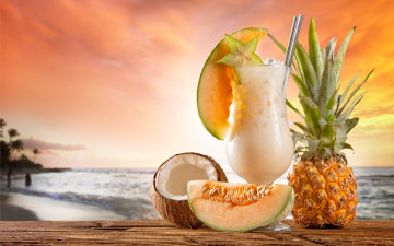 Картинка еда напитки +коктейль drink tropical фрукты коктейль пляж море paradise sea beach summer cocktail fruit fresh
