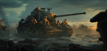 Картинка рисованное армия люди фон танк