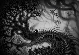 Картинка фэнтези магия человек дерево дракон
