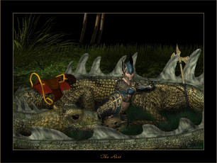 Картинка 3д графика fantasy фантазия седло девушка змея
