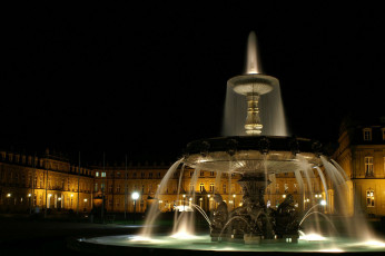 Картинка stuttgart schlossplatz nacht города фонтаны ночь фонтан площадь германия штутгагд